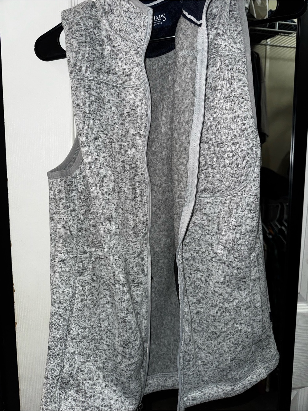Chaps Heather Gray Sleeveless Zip Fleece Vest